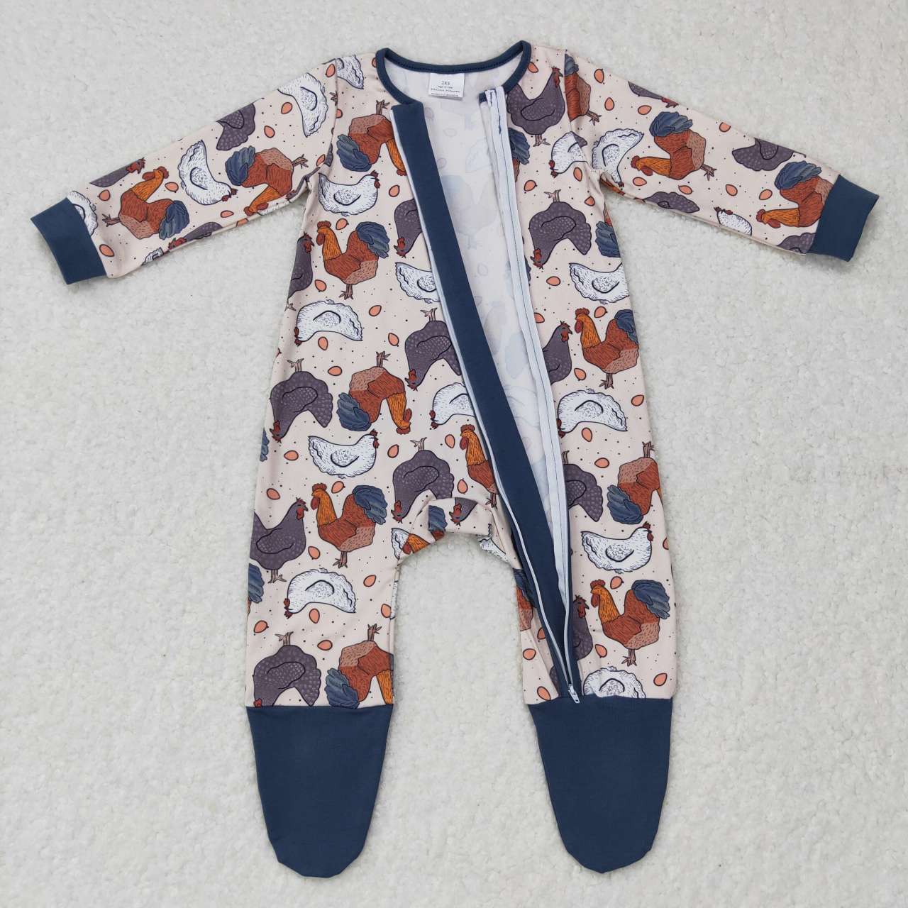 LR0560  baby chicken zipper onesie