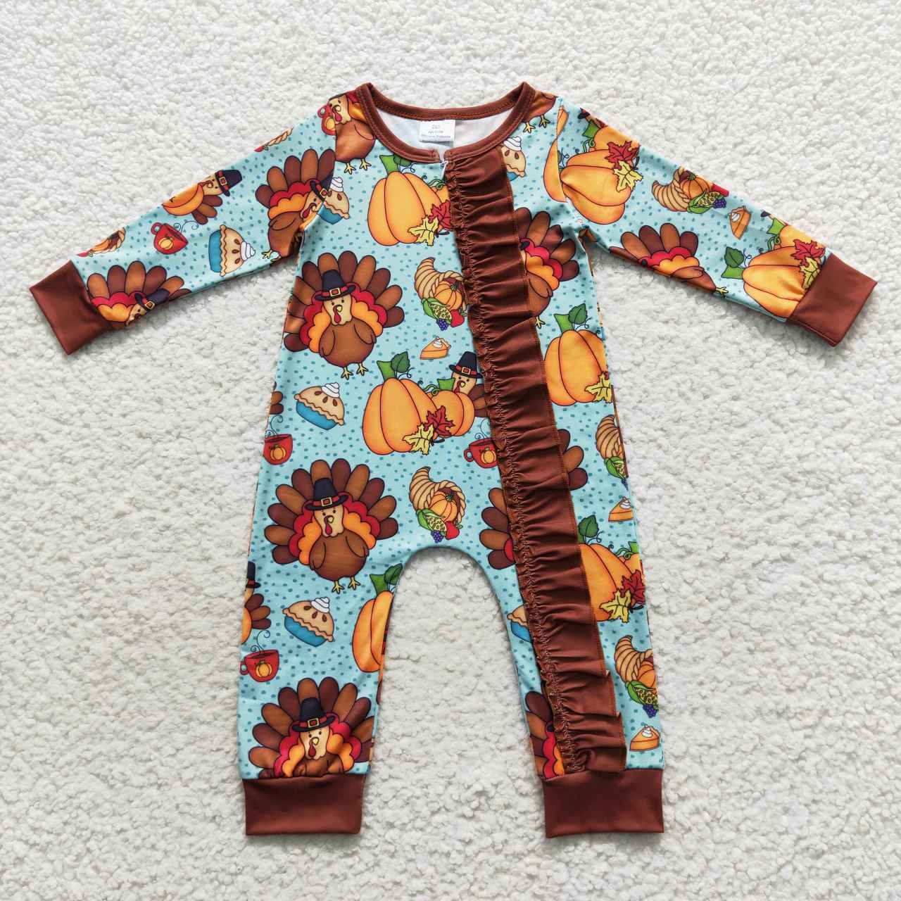Sibling Baby Girls Thanksgiving Turkey Shirts Bell Pants Pajamas Clothing Sets