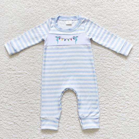 LR0583 boy blue striped long sleeve onesie