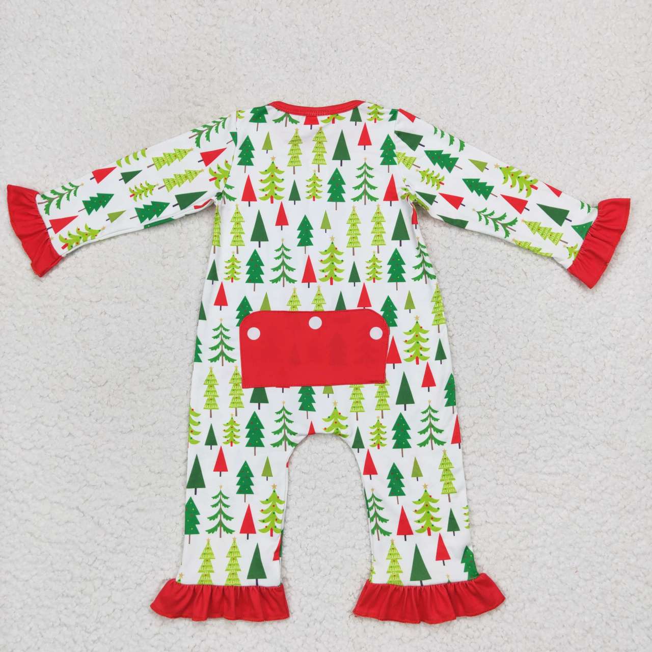 LR0626 girls Christmas tree long sleeve onesie