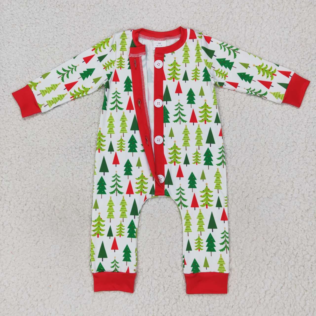 LR0627 boy Christmas tree long sleeve onesie