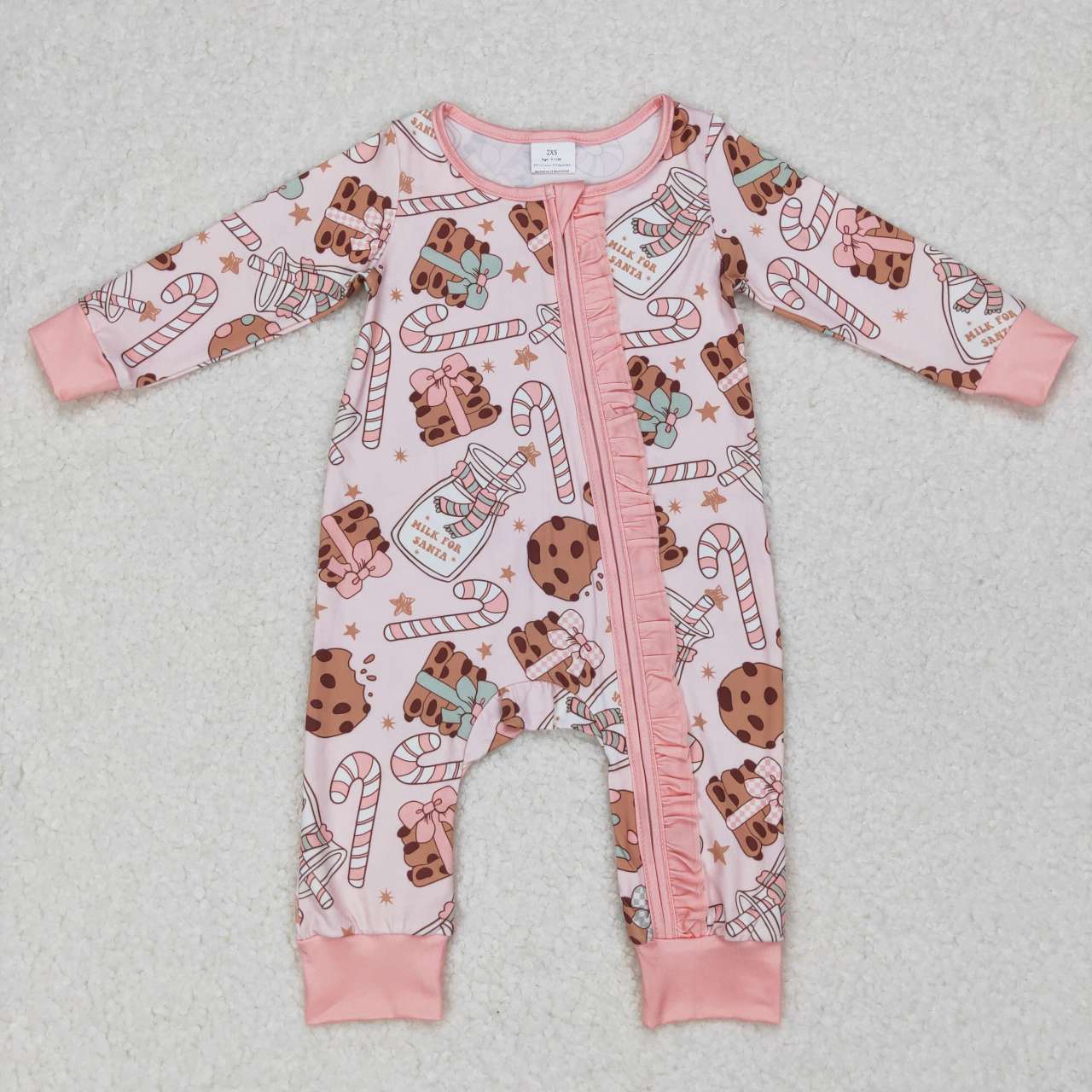 LR0630 baby girl christmas cookie candy onesie