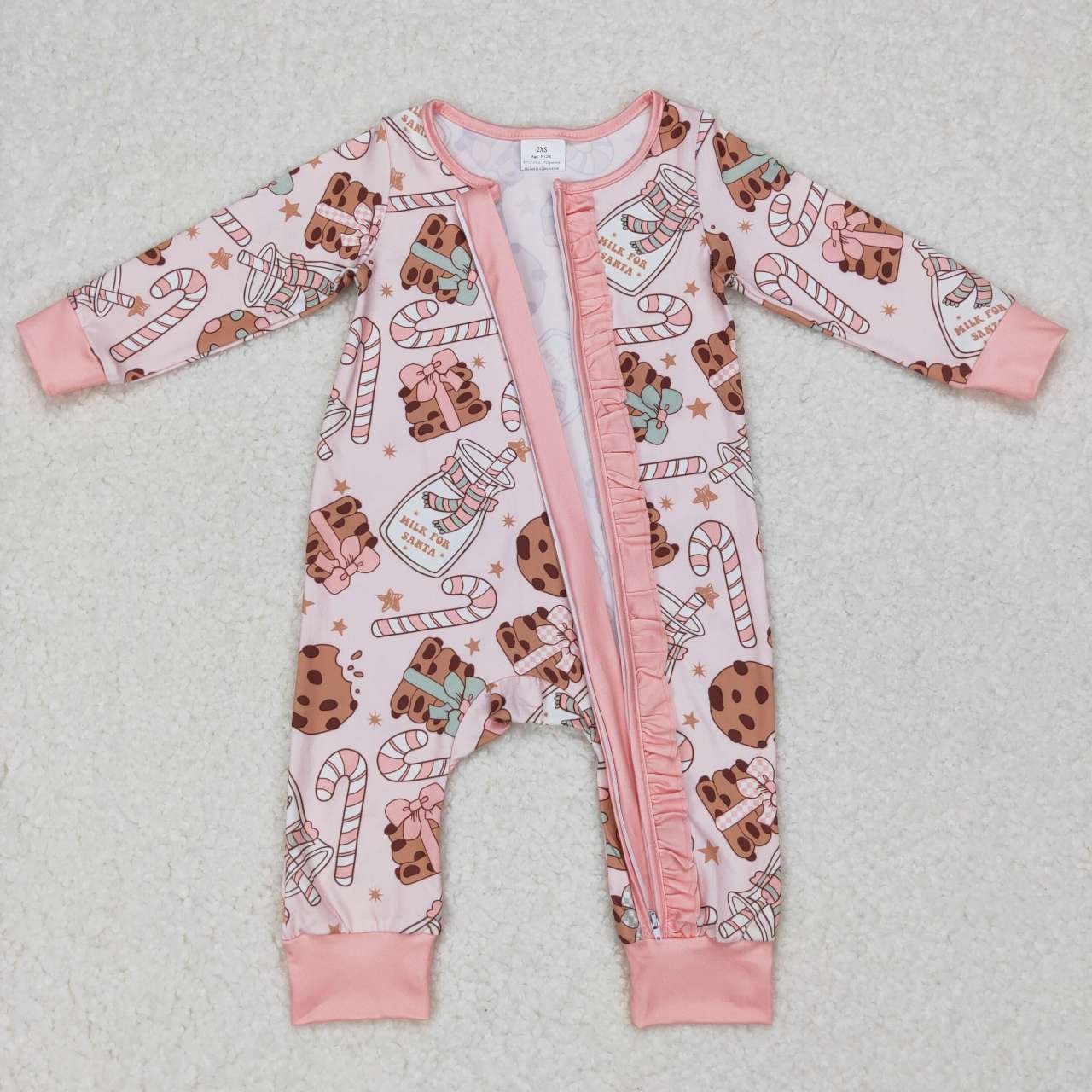 LR0630 baby girl christmas cookie candy onesie