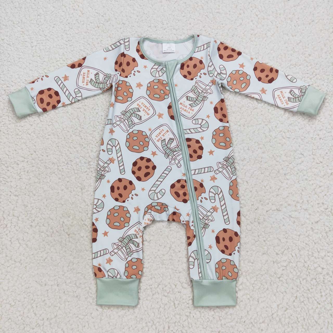 LR0631 baby green boy christmas cookie candy onesie