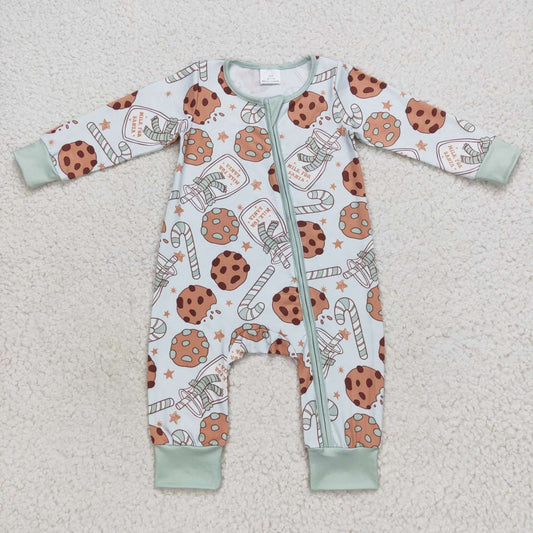 LR0631 baby green boy christmas cookie candy onesie