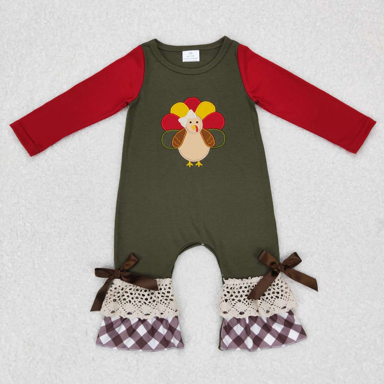 LR0666 girls thanksgiving turkey onesie