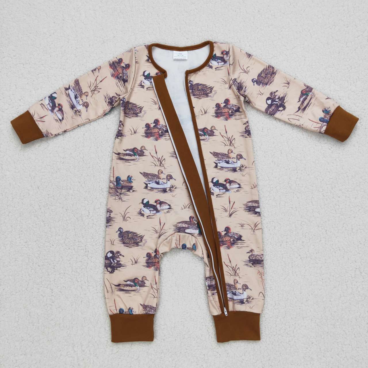 LR0667 baby boy clothes mallard hunting romper zipper winter romper