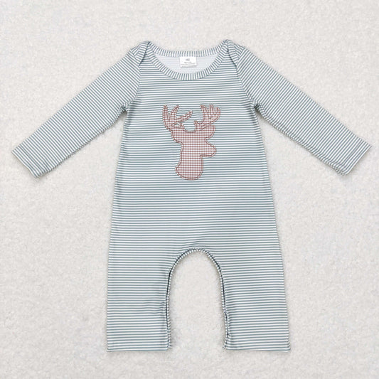 LR0694 baby boy embroidery elk christmas romper