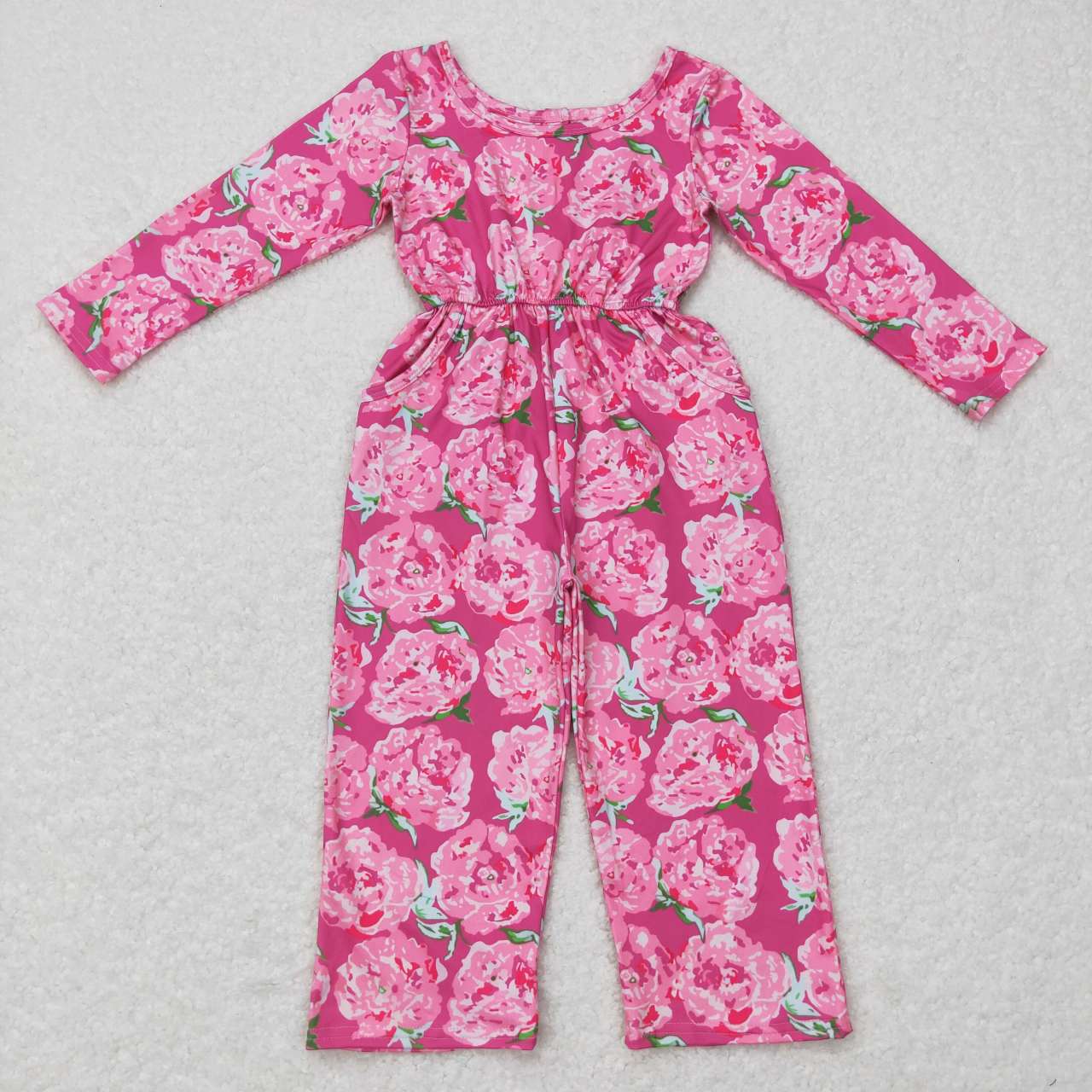 Sibling Baby Girls Long Sleeve Fall Floral Pockets Pants Jumpsuits