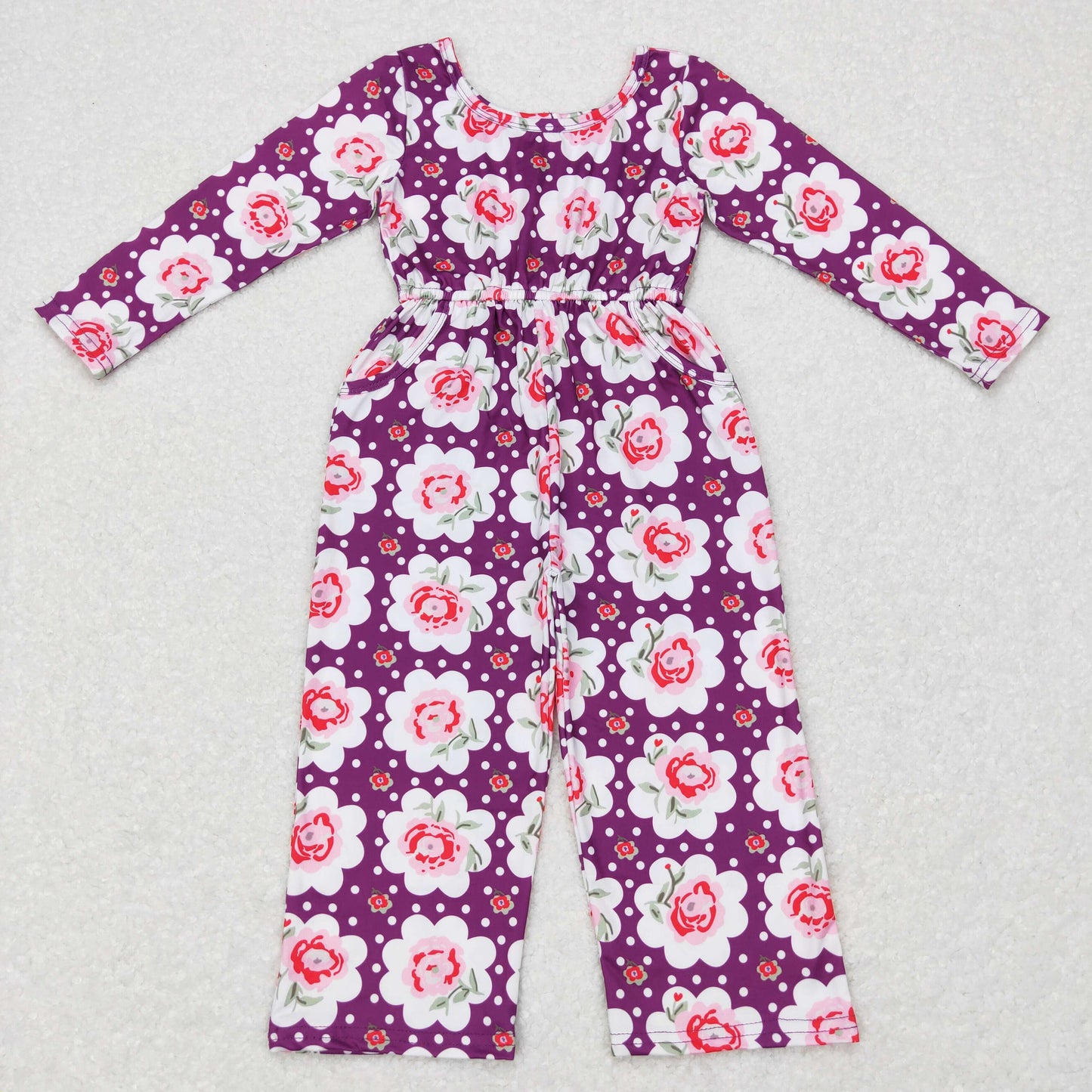 Sibling Baby Girls Long Sleeve Fall Floral Pockets Pants Jumpsuits