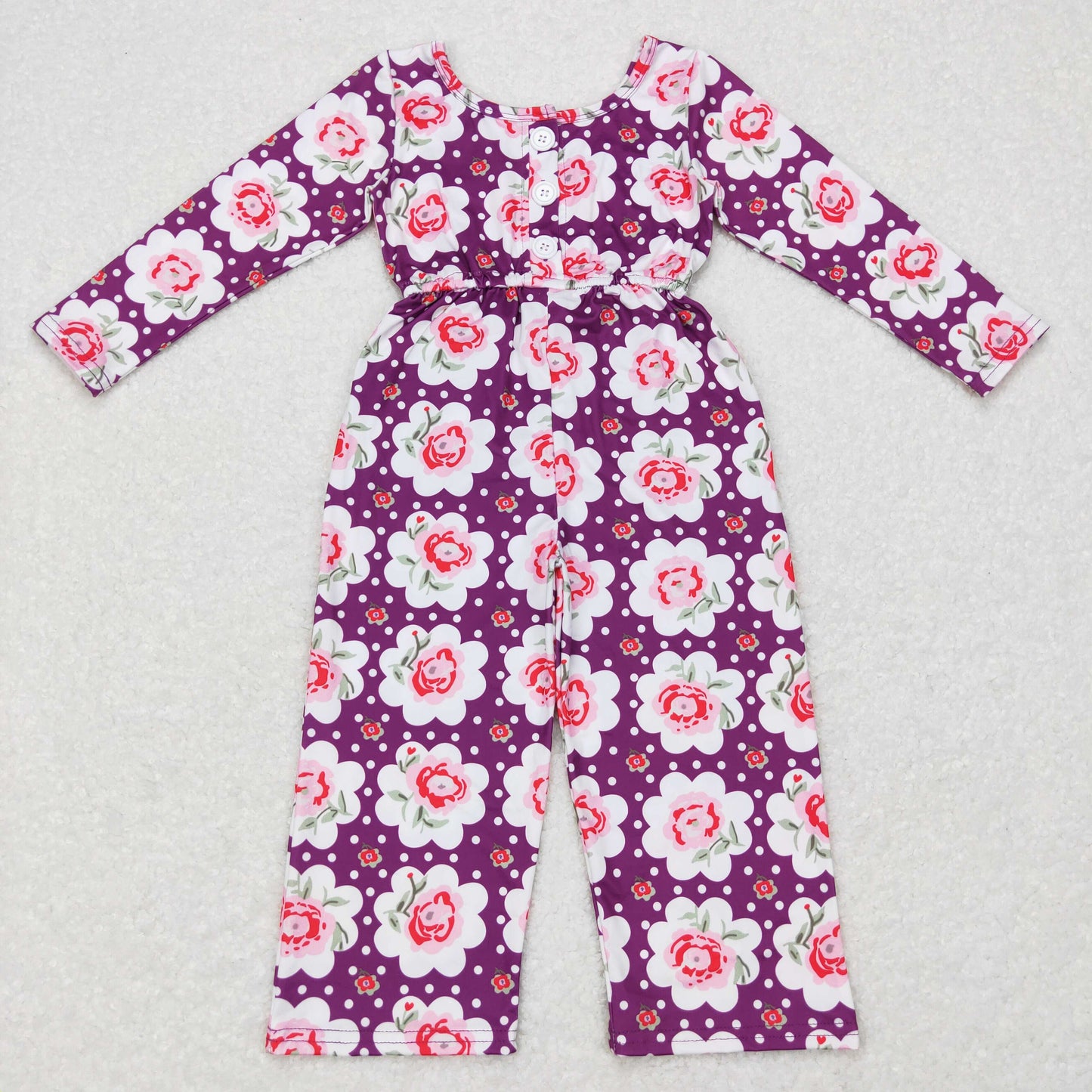 Sibling Baby Girls Long Sleeve Fall Floral Pockets Pants Jumpsuits