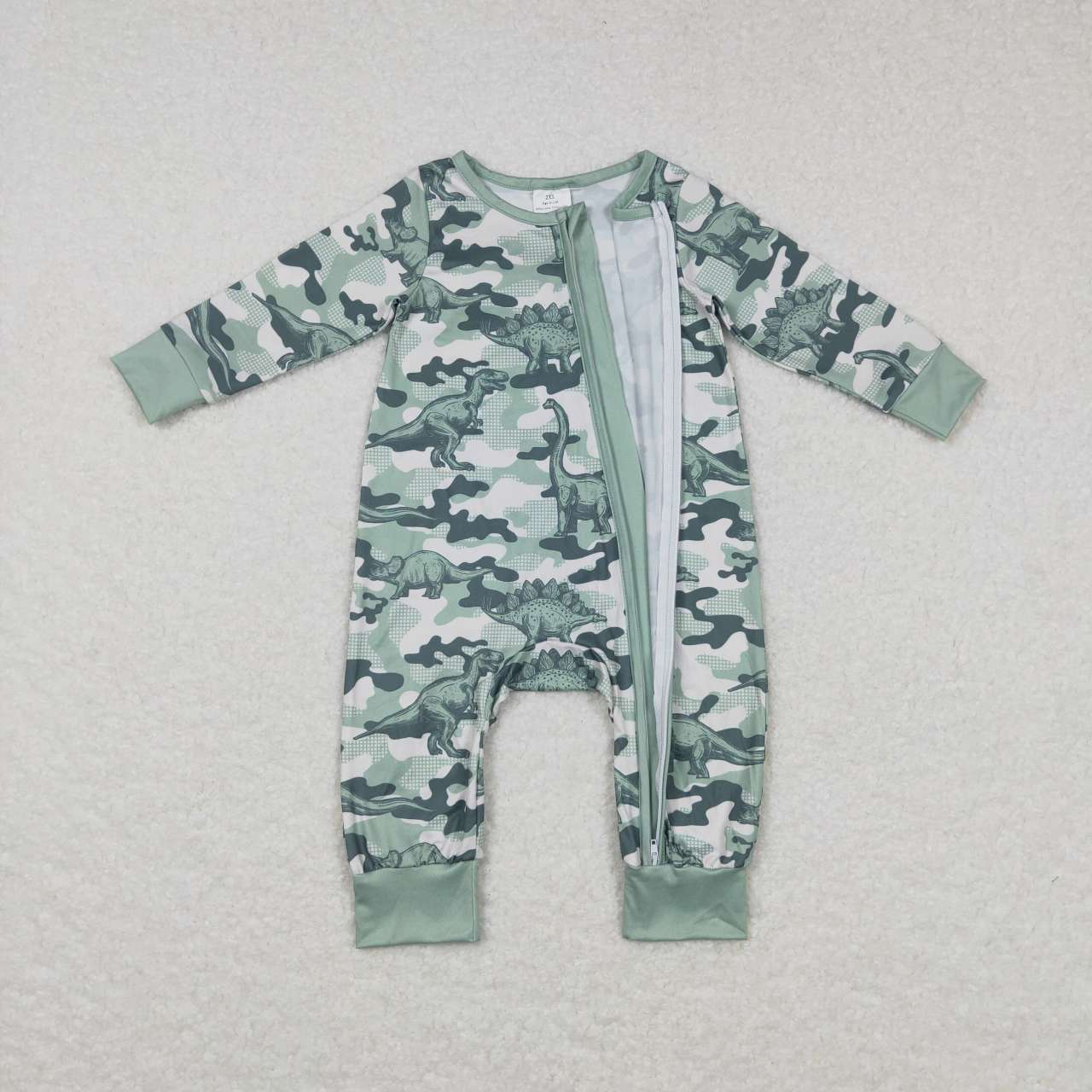 LR0718 baby boy clothes dinosaur camouflage boy zipper romper