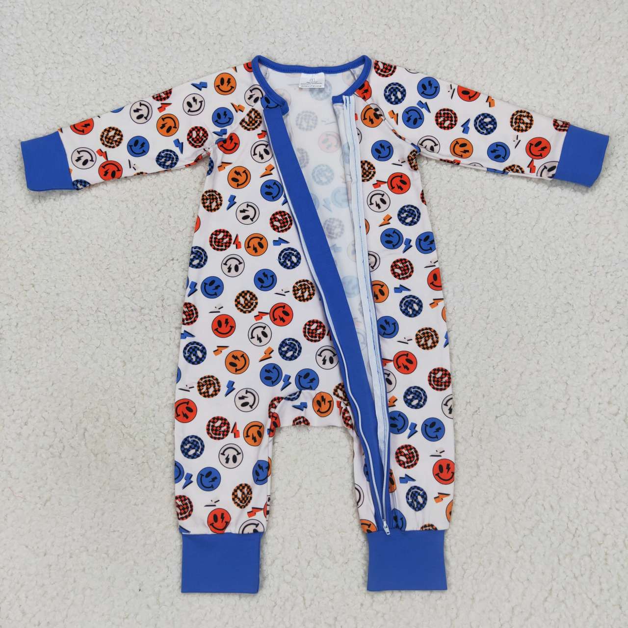 LR0721 baby boy smile print zipper onesie