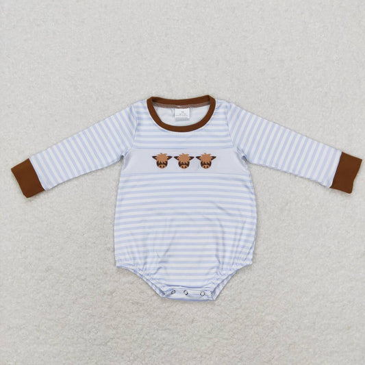 LR0724 baby boy clothes embroidered cow head baby boy romper