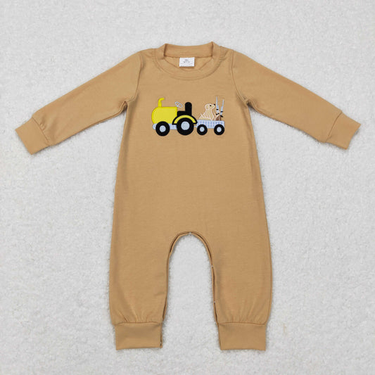 LR0729 baby boys hunting dog embroidery jumpsuit