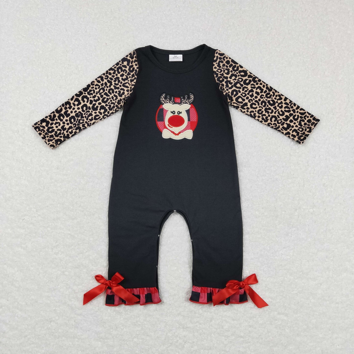 LR0730 baby girl embroidery deer girl christmas romper