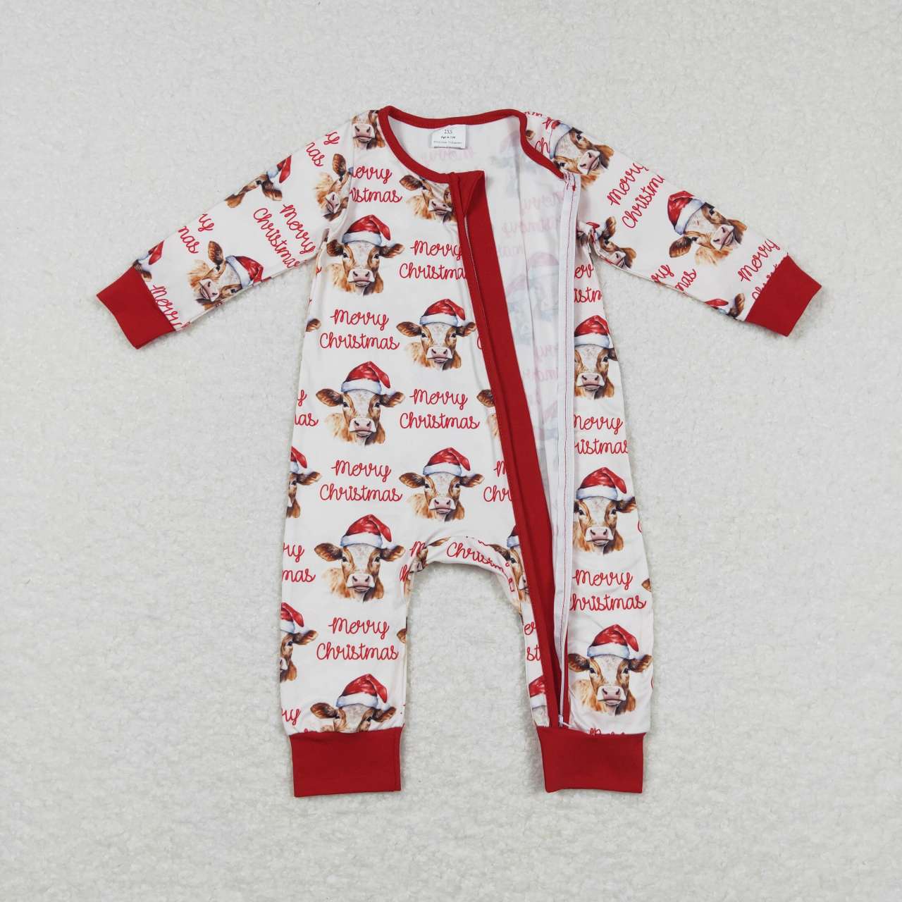 LR0739 baby clothes cow christmas romper