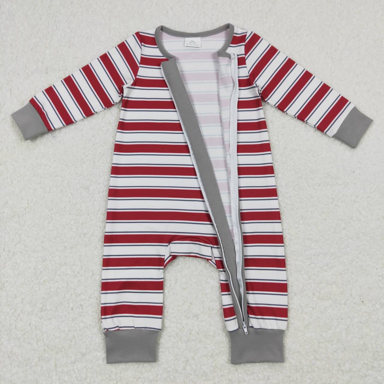 LR0748 baby boy clothes red stripes baby christmas romper