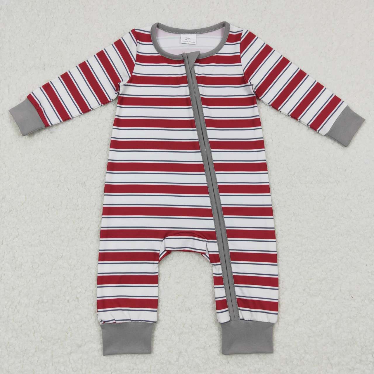 LR0748 baby boy clothes red stripes baby christmas romper