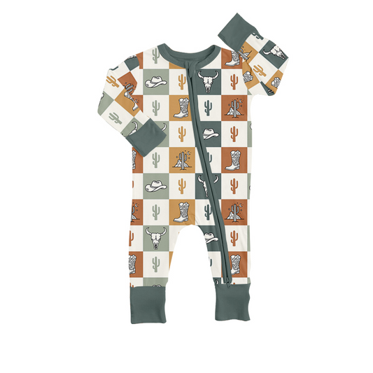 pre-order SR0543 baby boy cowboy long sleeve romper