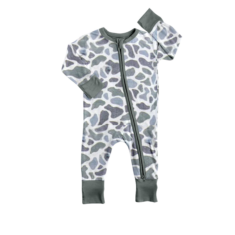 pre-order LR0817 baby boy camouflage zipper long sleeve romper