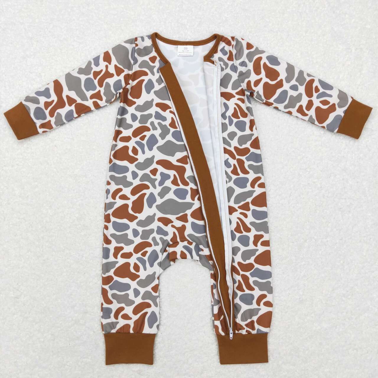 LR0818 baby boy camouflage zipper long sleeve romper