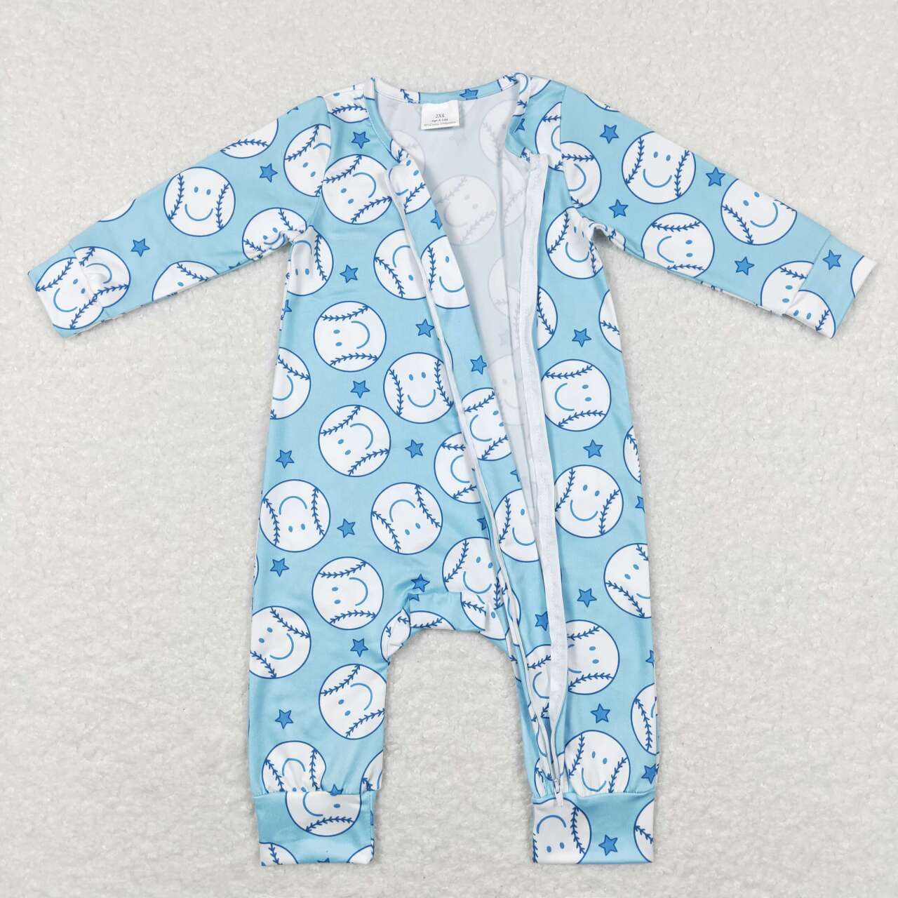 LR0824 baby boy baseball zipper long sleeve romper