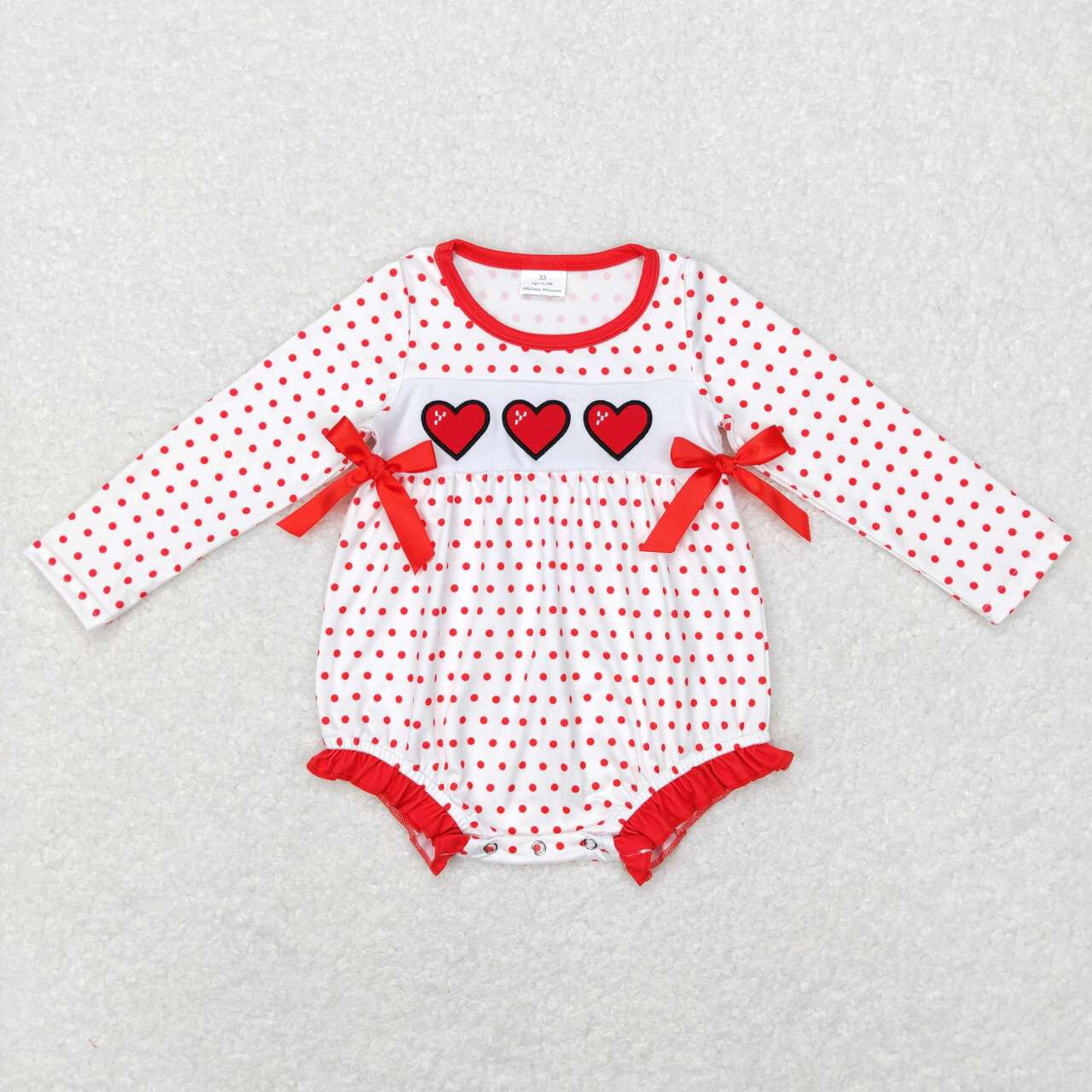 LR0835 baby girl darling embroidery long sleeve romper