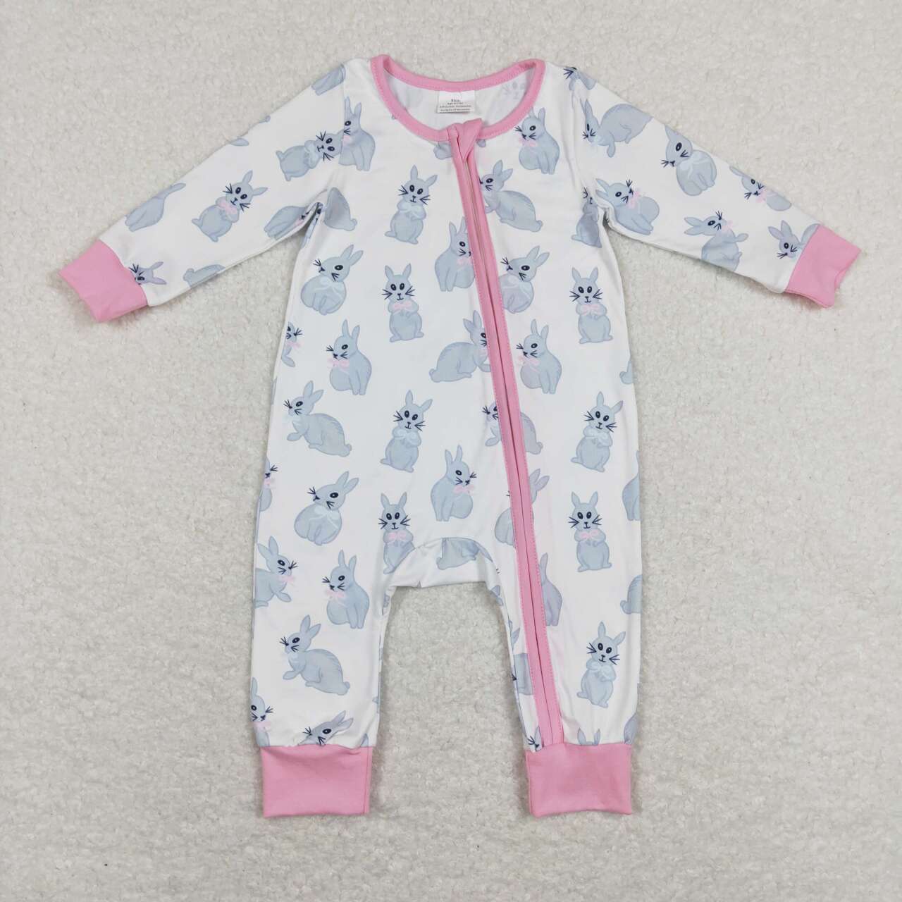 LR0836 baby girl clothes bunny girl zipper long sleeve romper