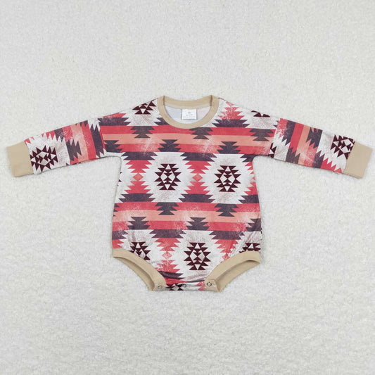 LR0845 baby girl clothes geometric shapes orange red romper