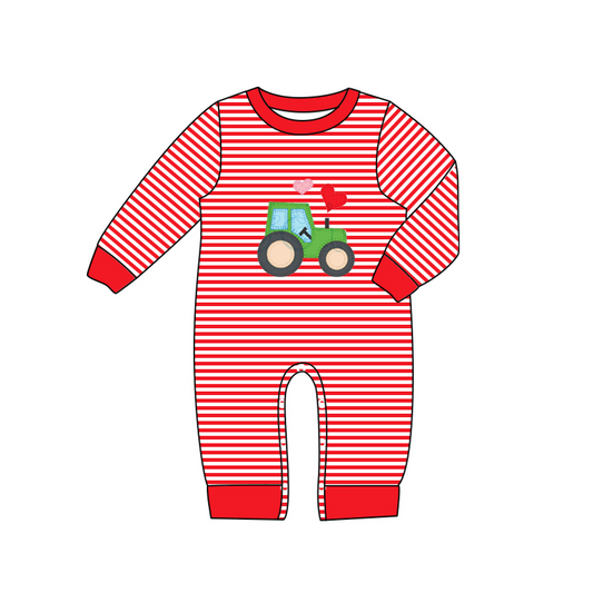 pre-orderLR0846 baby boy Truck Hearts Valentine's Day zipper romper