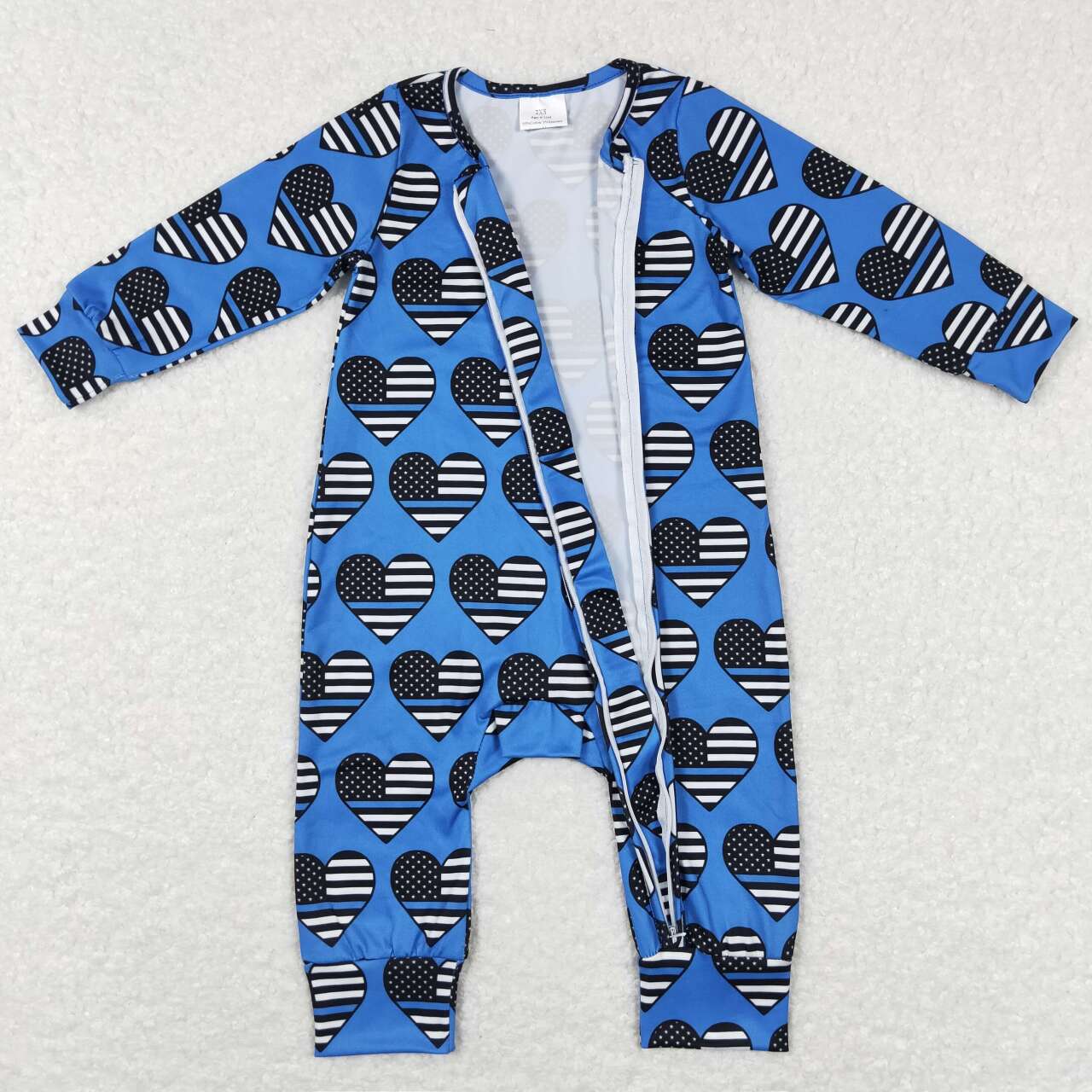 LR0850 baby boy 4th of July zipper long sleeve romper