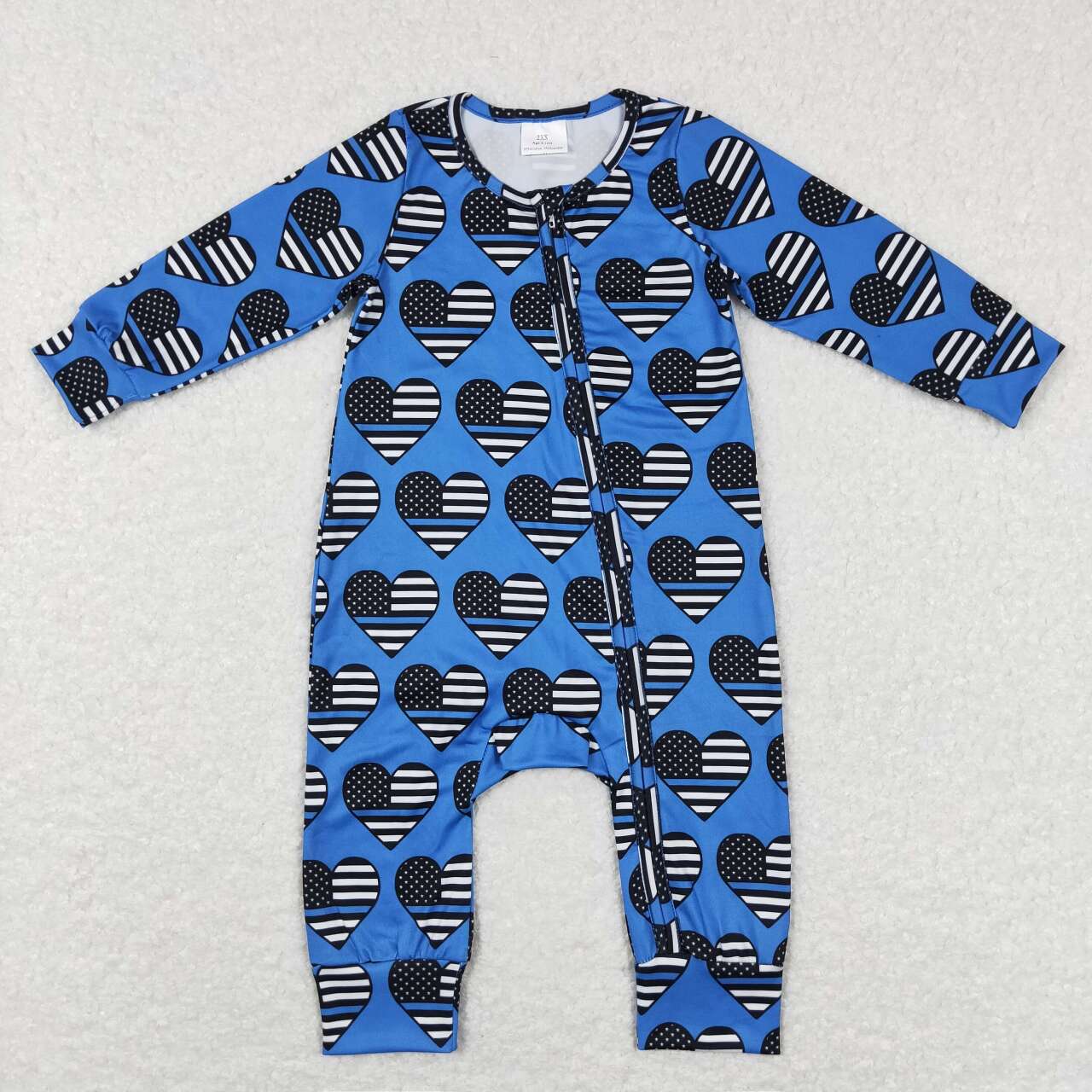 LR0850 baby boy 4th of July zipper long sleeve romper