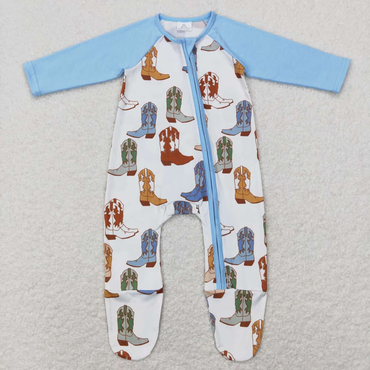 LR0853 baby boy clothes cowboy boots boy summer zipper romper