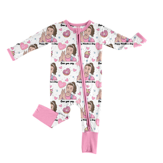 LR0906 pre-order baby clothes baby girl valentines day zipper romper