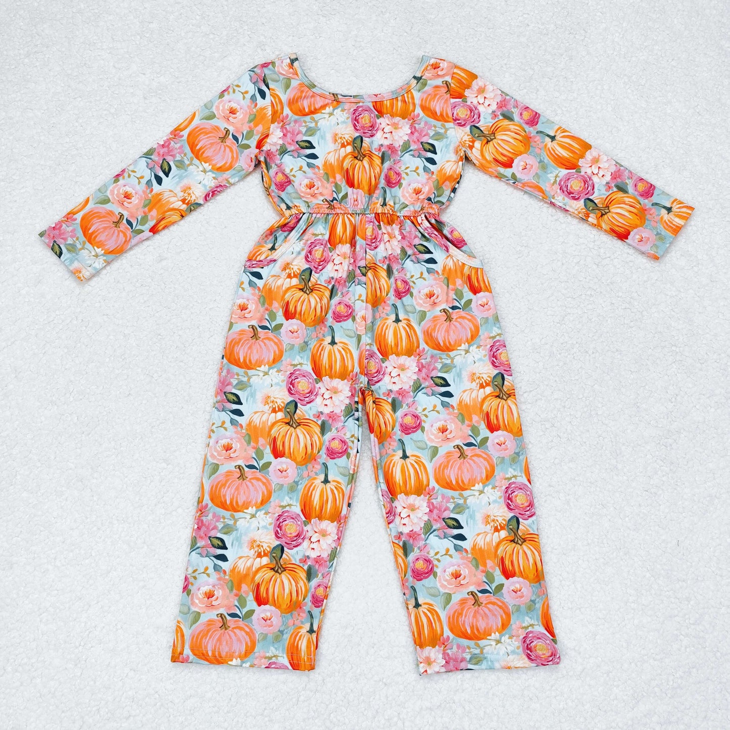 Sibling Baby Girls Long Sleeve Fall Floral Pockets Pants Jumpsuits