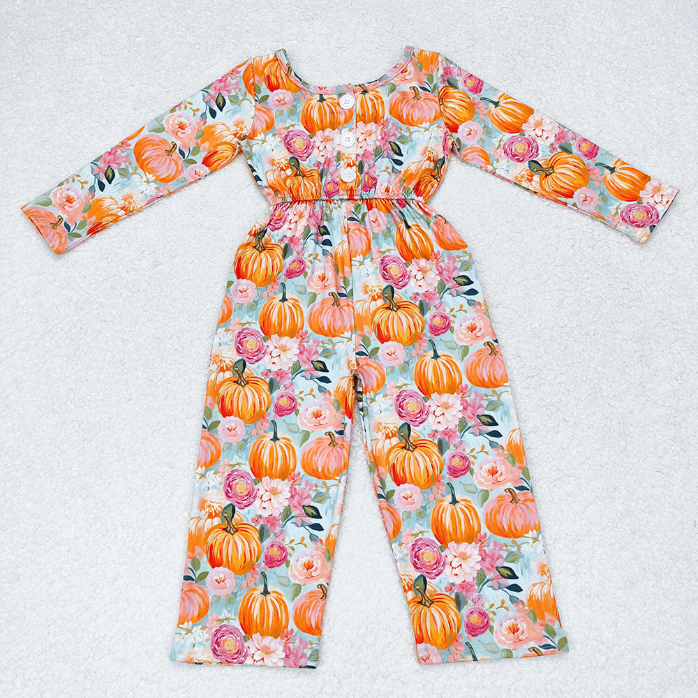 LR1060 Baby girls pumpkins long sleeve pants jumpsuits rompers