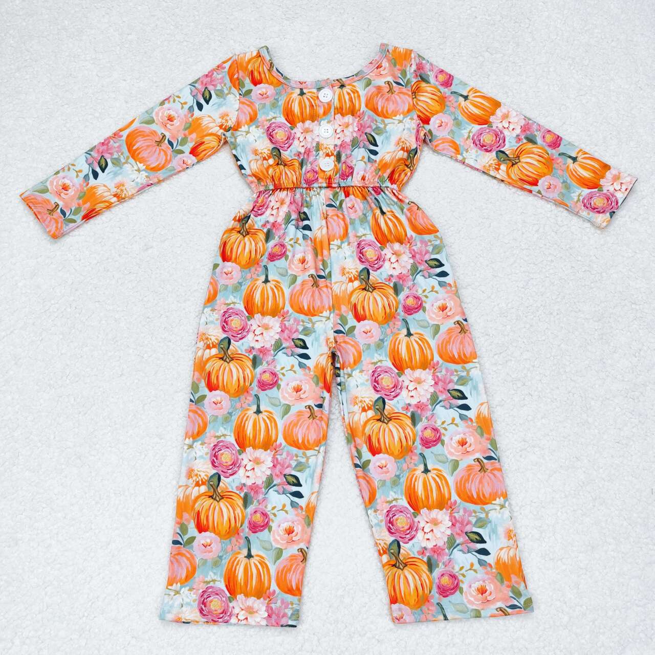 Sibling Baby Girls Long Sleeve Fall Floral Pockets Pants Jumpsuits