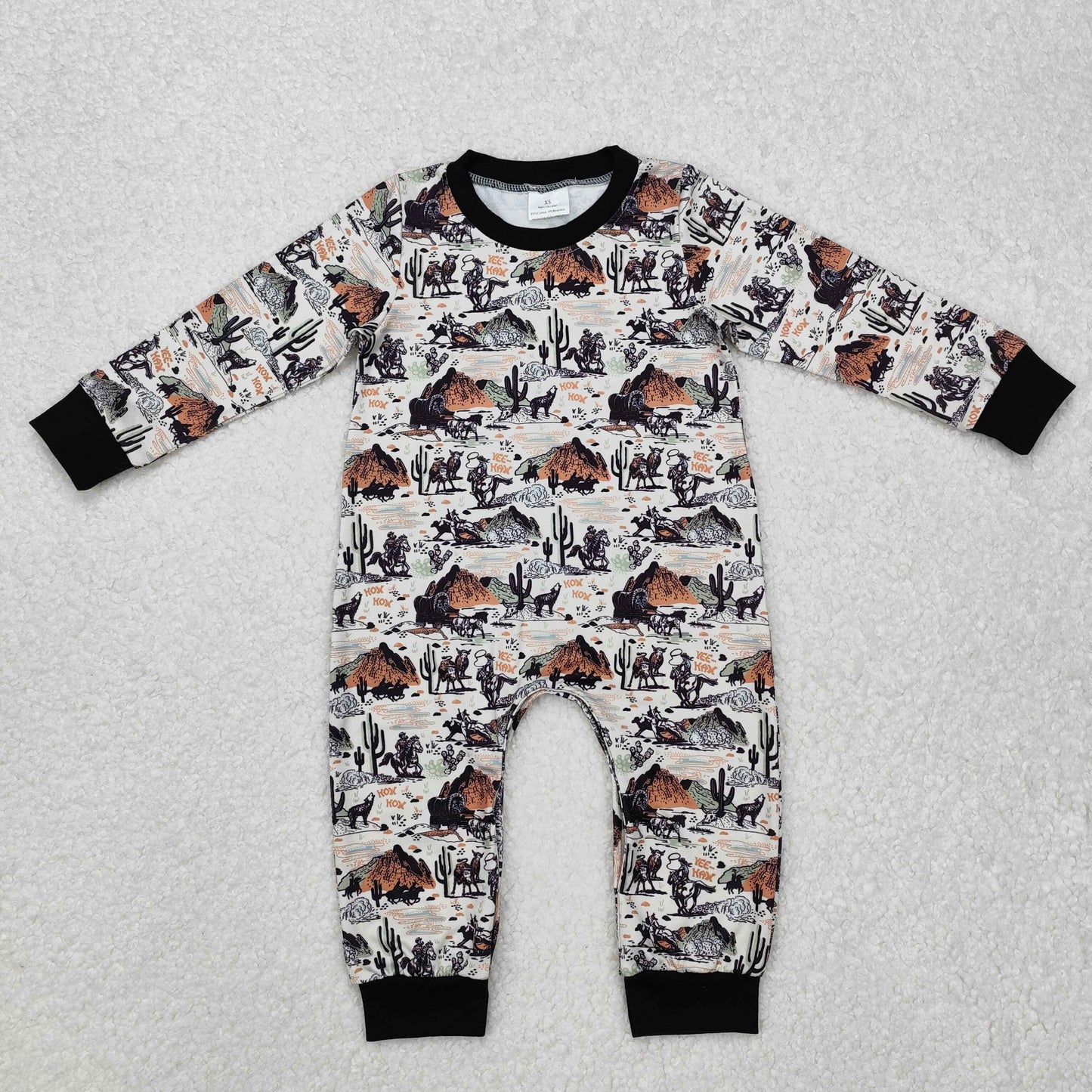 Sibling Baby Boys Long Sleeve Horse Rodeos Cows Western Rompers