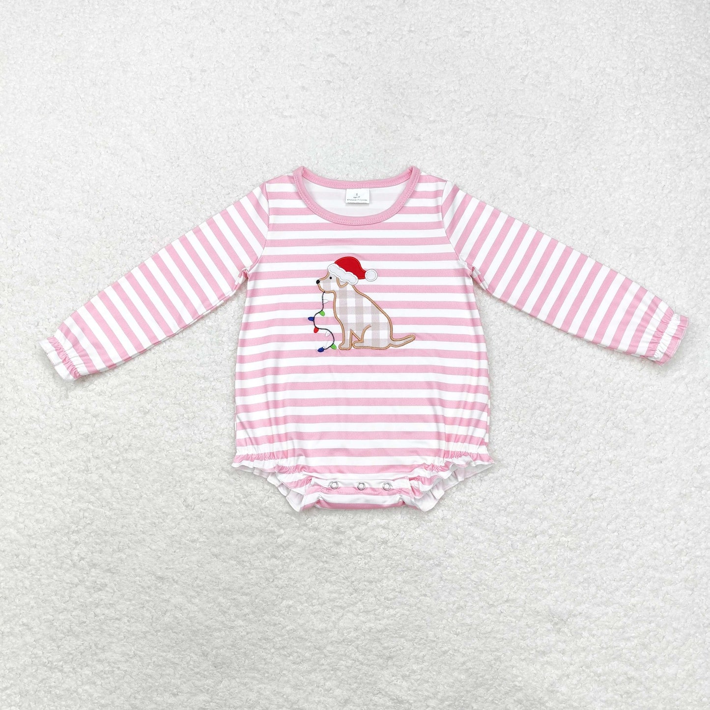 Sibling Baby Kids Embroidery Dogs Lights Stripe Top Pants Christmas Clothes Sets Rompers