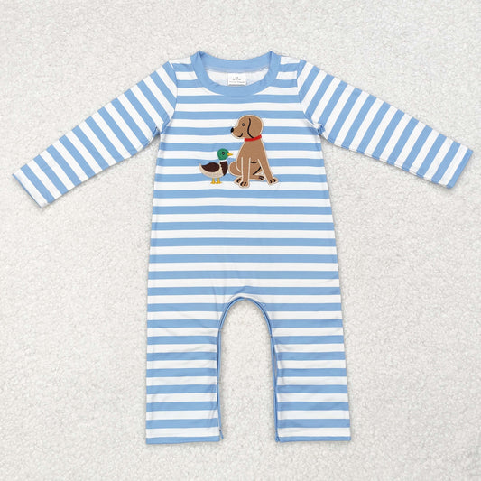 LR1644   baby  boy clothes embroidery mallard dog  boy winter romper