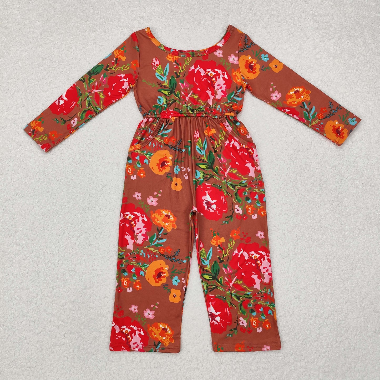 Sibling Baby Girls Long Sleeve Fall Floral Pockets Pants Jumpsuits