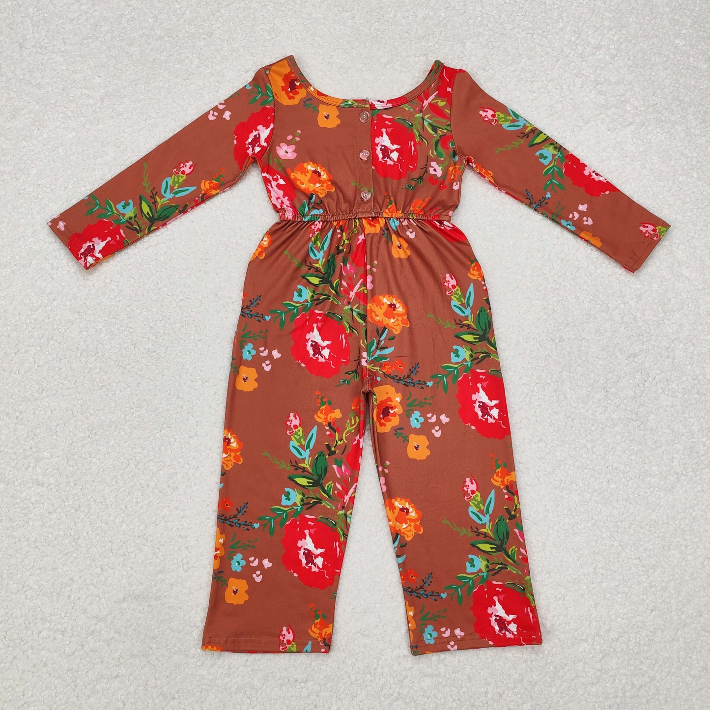Sibling Baby Girls Long Sleeve Fall Floral Pockets Pants Jumpsuits