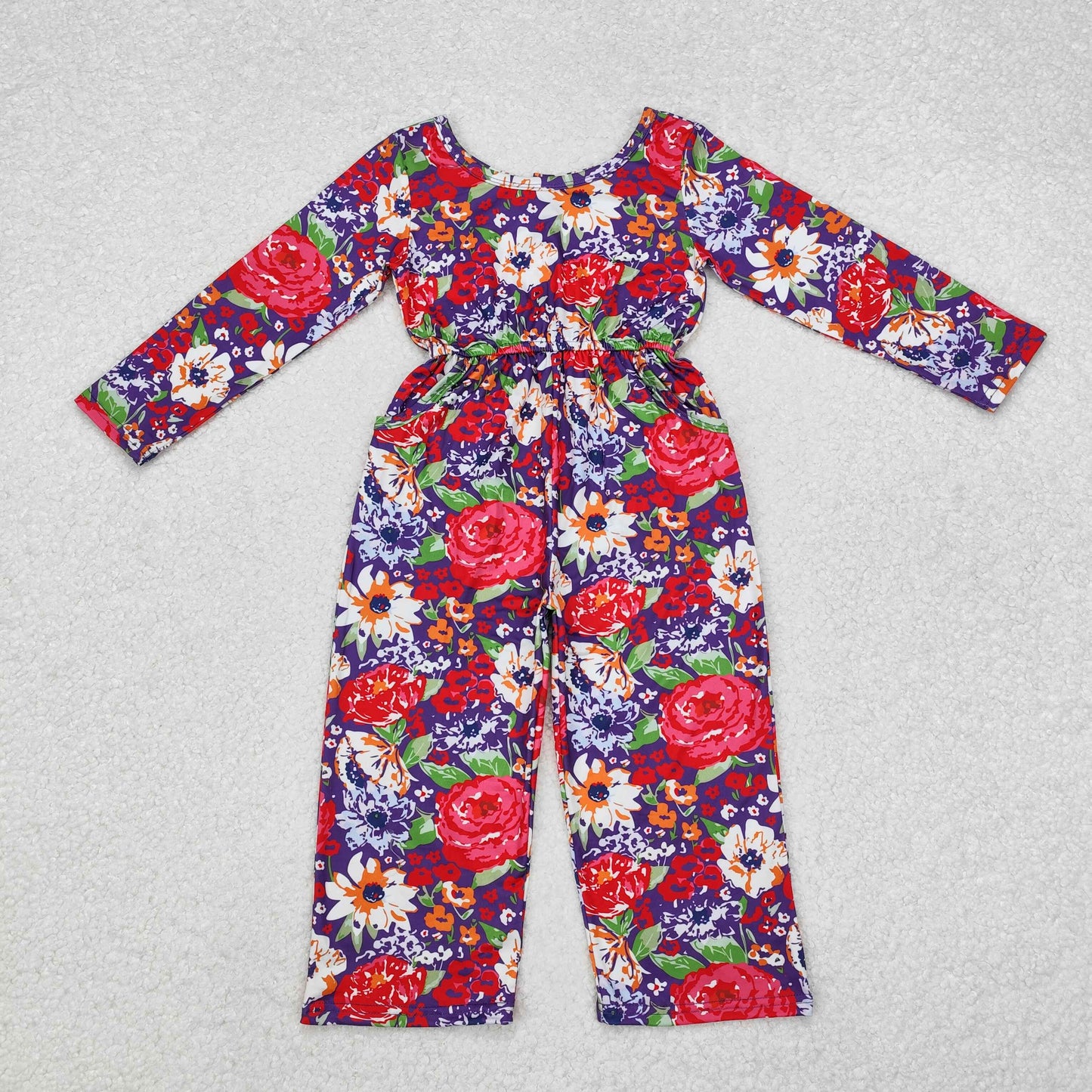 Sibling Baby Girls Long Sleeve Fall Floral Pockets Pants Jumpsuits