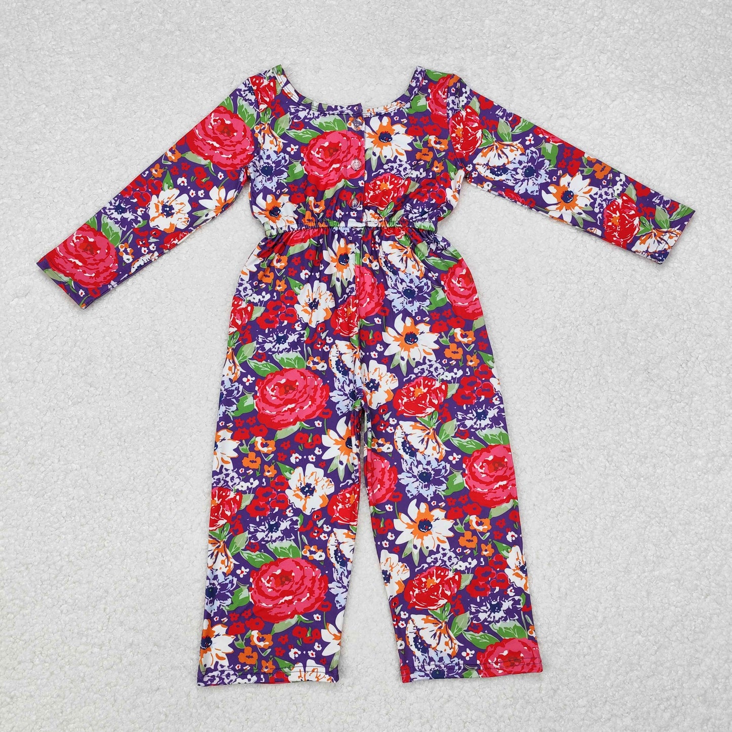 Sibling Baby Girls Long Sleeve Fall Floral Pockets Pants Jumpsuits