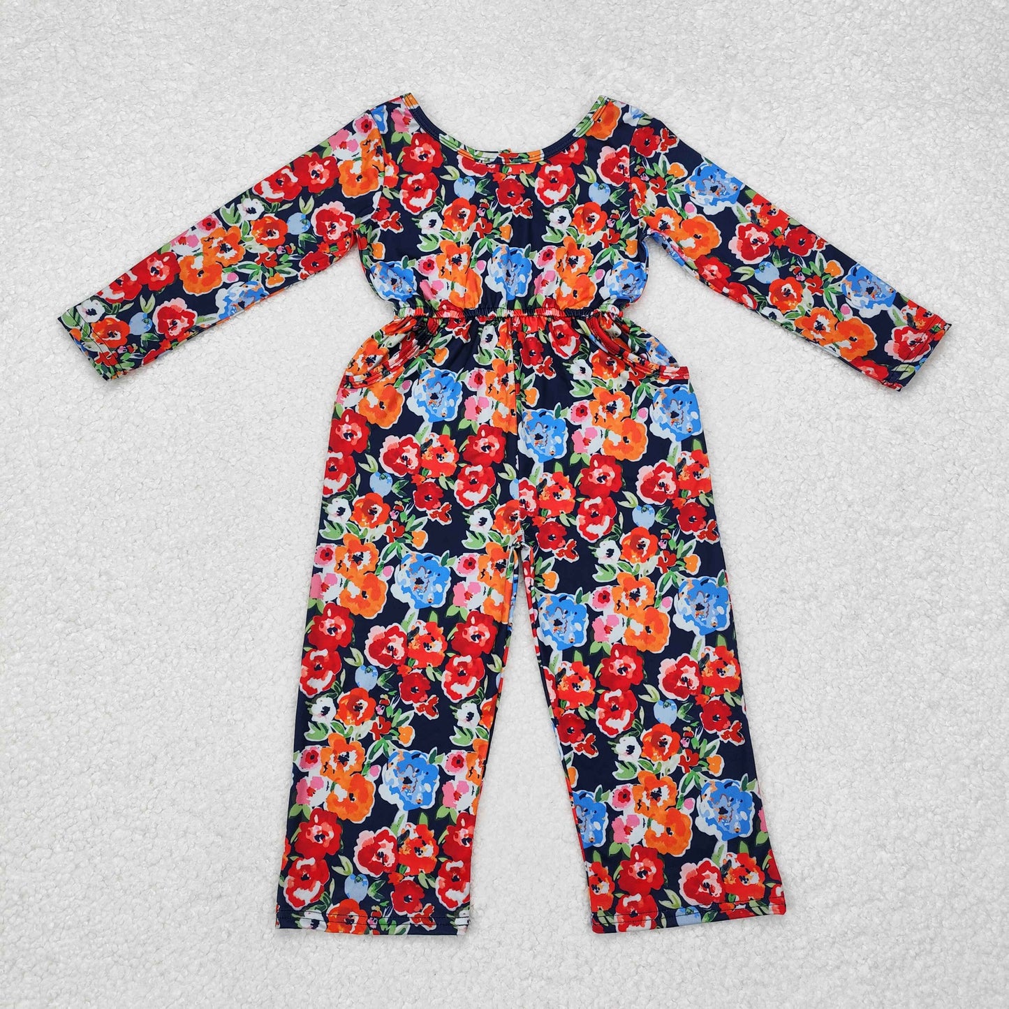 Sibling Baby Girls Long Sleeve Fall Floral Pockets Pants Jumpsuits