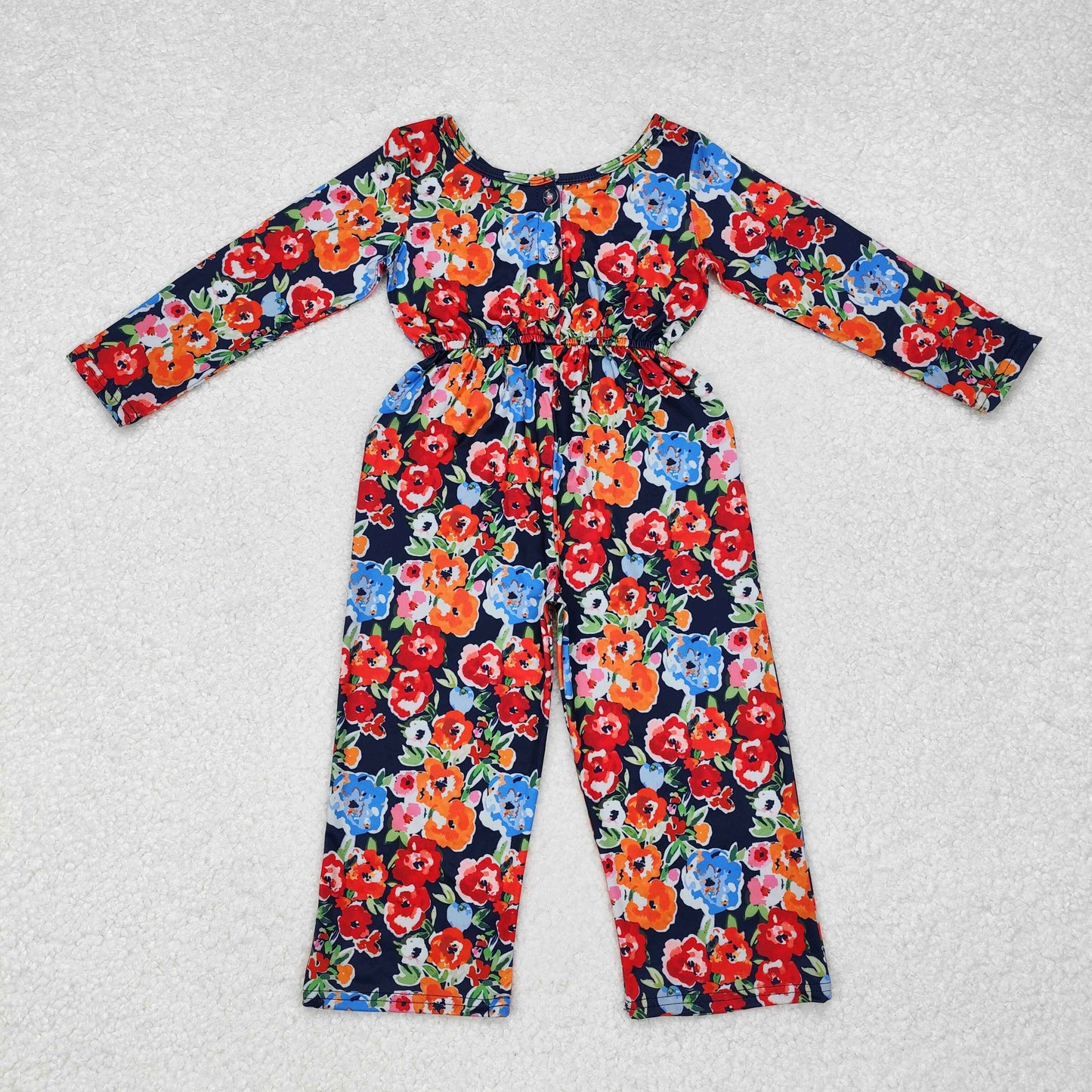 Sibling Baby Girls Long Sleeve Fall Floral Pockets Pants Jumpsuits