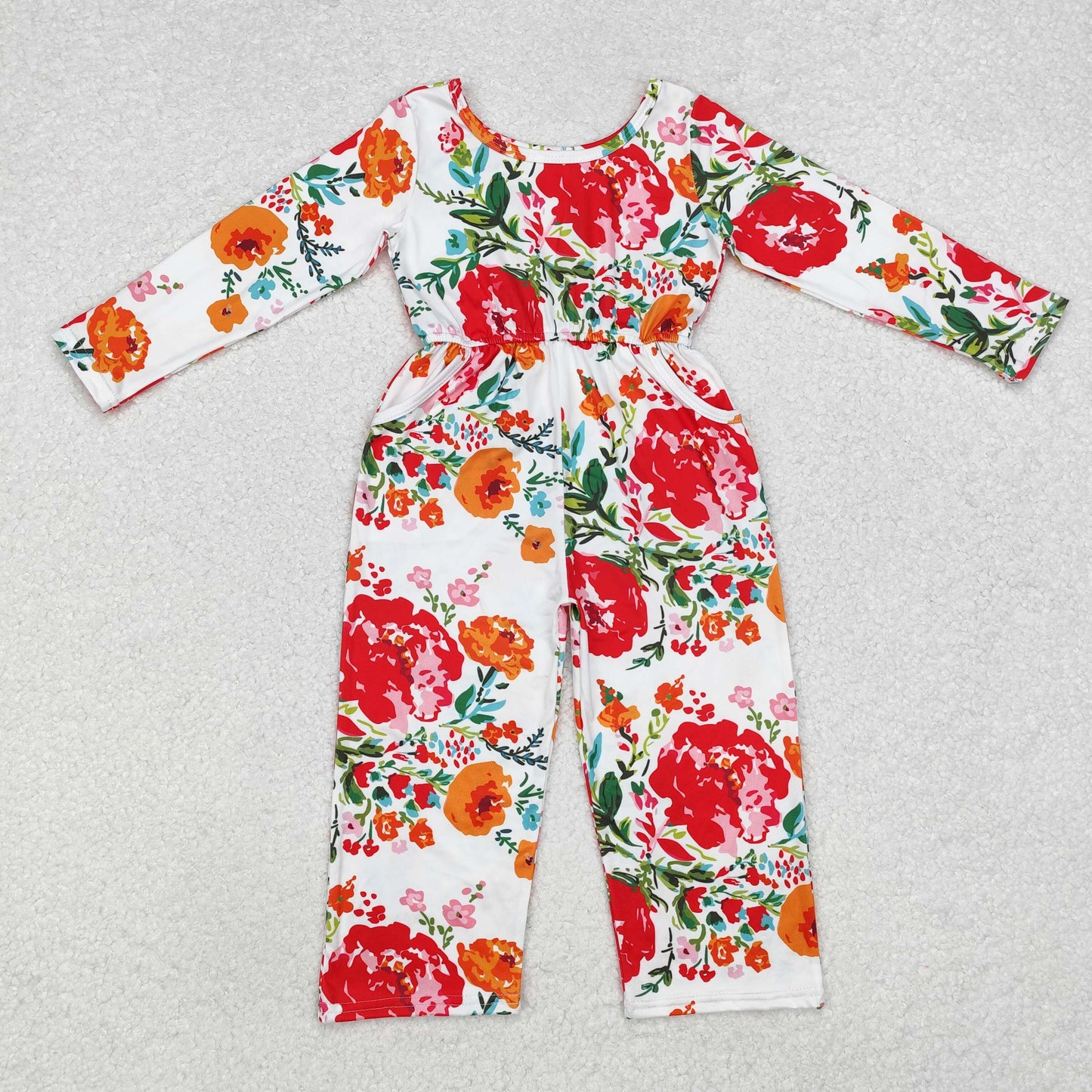 Sibling Baby Girls Long Sleeve Fall Floral Pockets Pants Jumpsuits