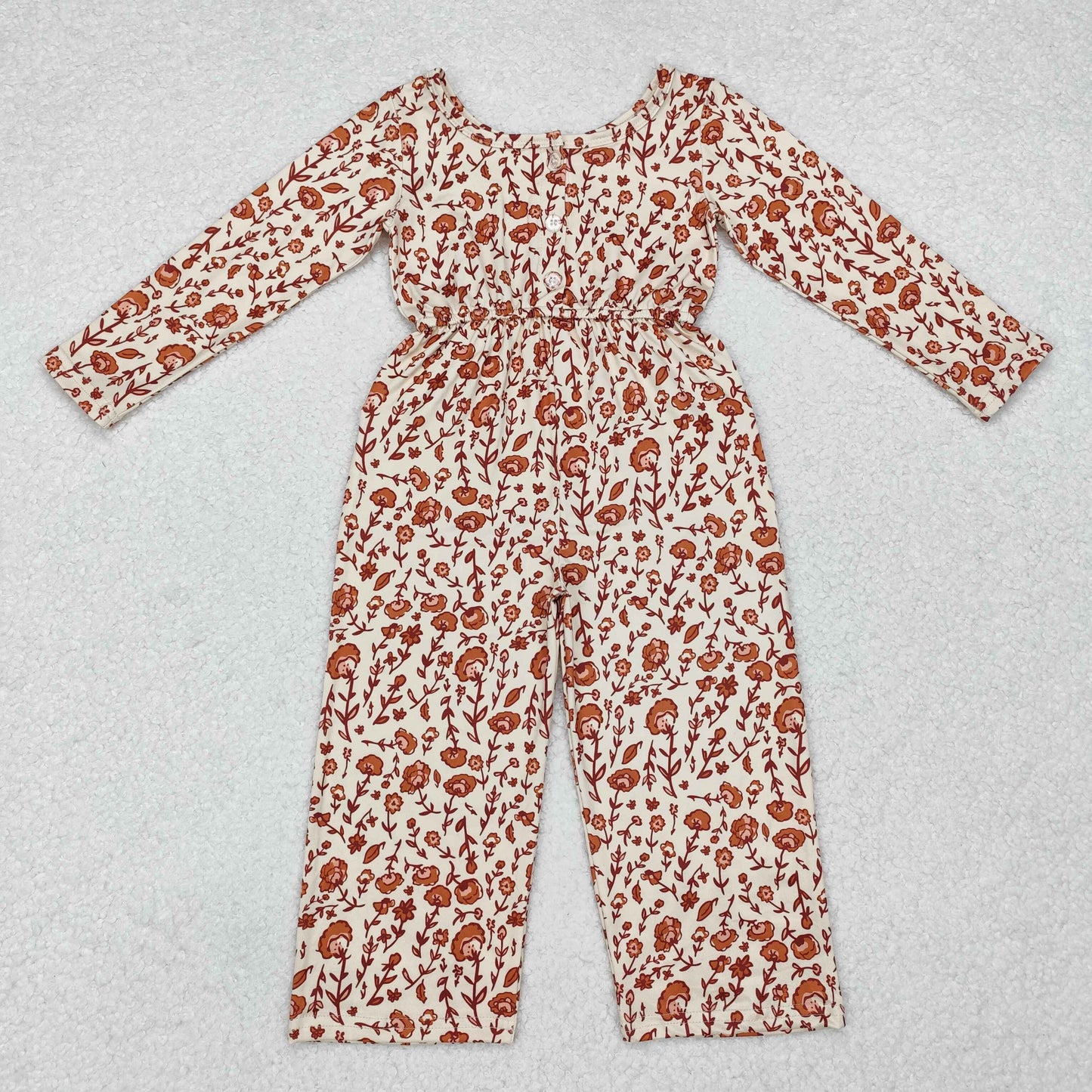 Sibling Baby Girls Long Sleeve Fall Floral Pockets Pants Jumpsuits
