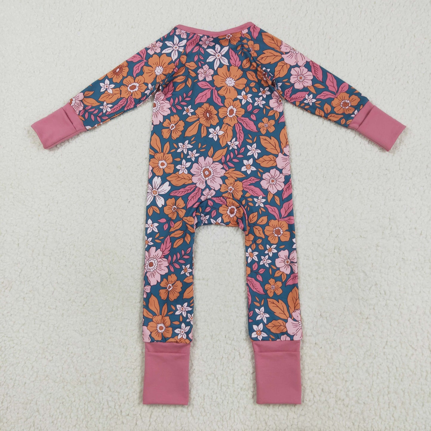 Sibling Baby Girls Colorful Flowers Bows Two Way Zip Convertible Rompers